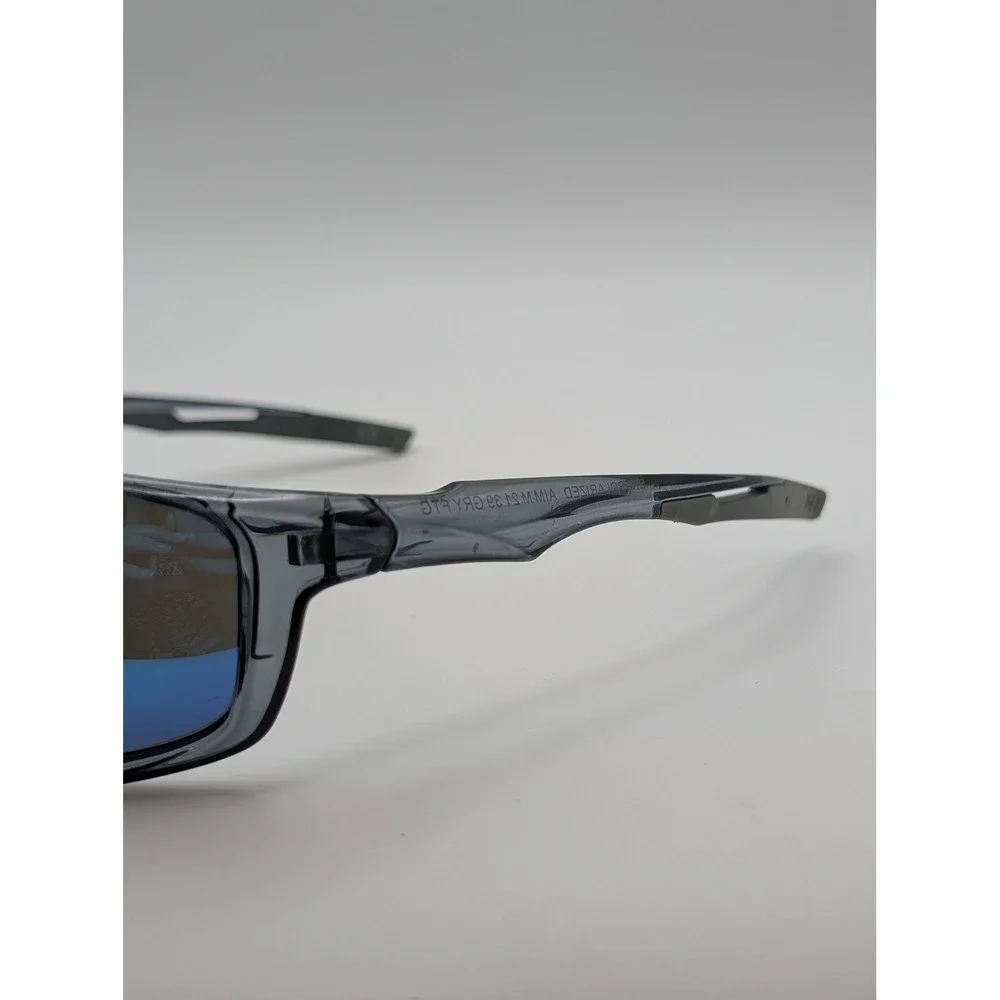 Foster Grant AIM M21 Polarized Sunglasses Grey Blue Mirror Sport Wrap Men Women